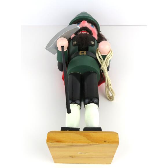 Vintage 15" Wooden Nutcracker Mountain Climber Green Hat Red Pack Germany Style - Picture 7 of 12